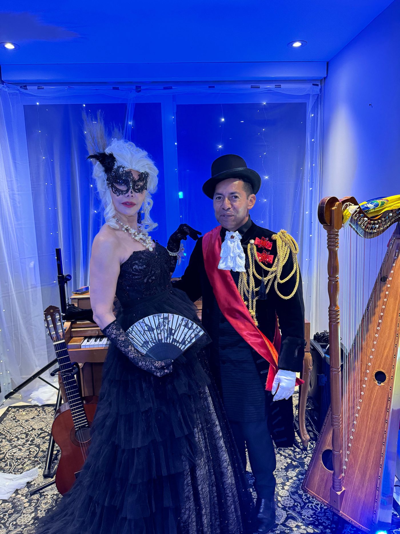 Victorian Gala theatrical performers with harp